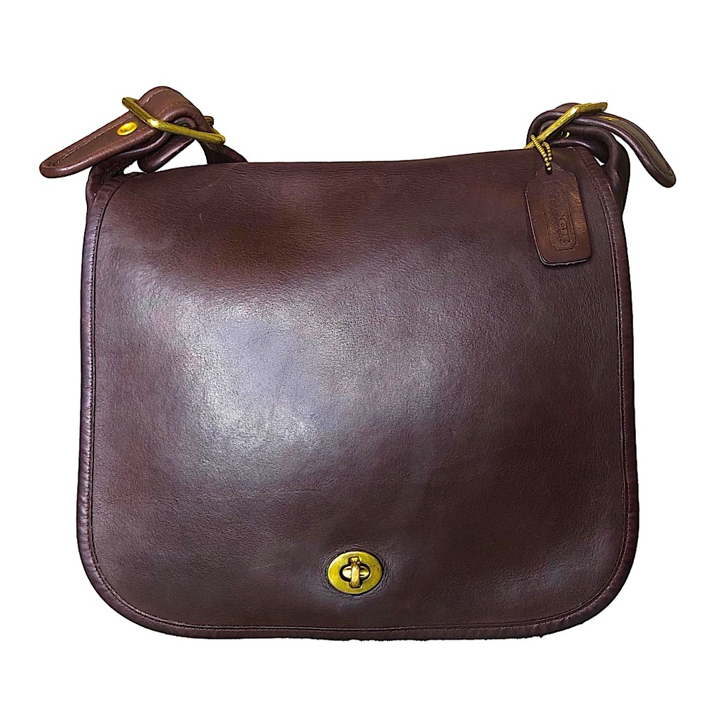 Vintage COACH Stewardess Mahogany Glove Tanned Turn Lock Bag NYC USA COA 9525